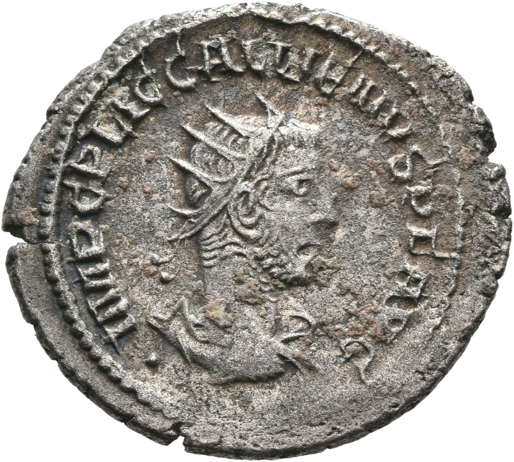 RIC V Gallienus (joint reign) 445 Valerian obverse, Bust of Gallienus, radiate, draped, cuirassed, right