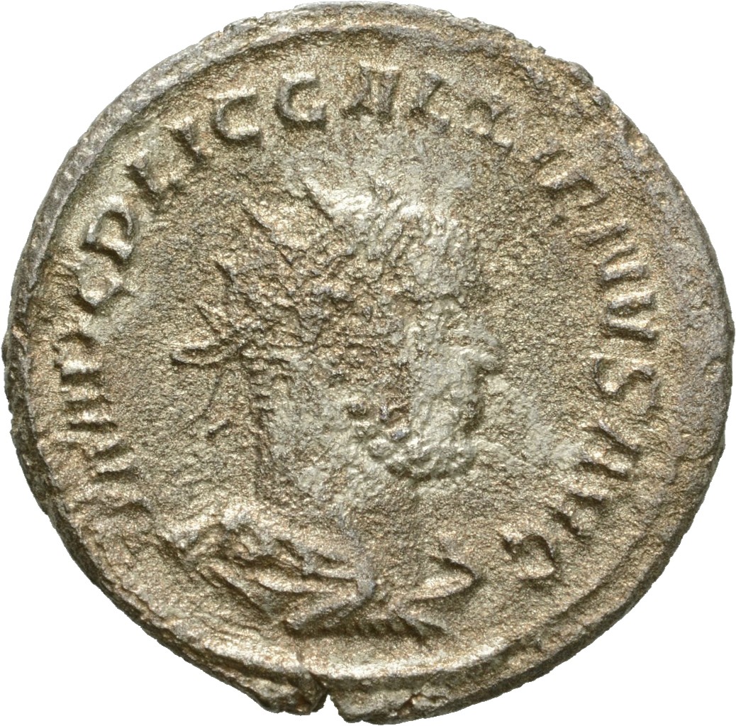 RIC V Gallienus (joint reign) 446 Valerian obverse, Bust of Gallienus, radiate, draped, right