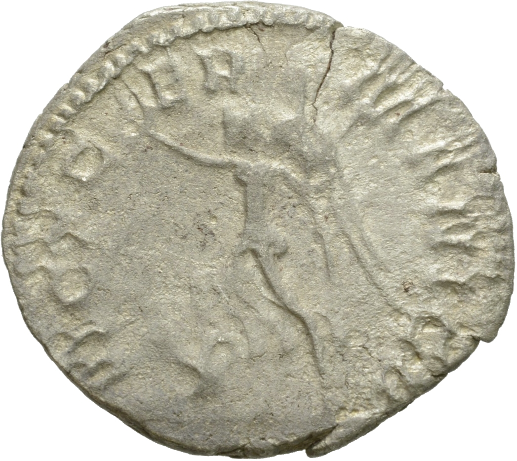 RIC V Gallienus (joint reign) 44f Valerian reverse, Victory, winged, draped, running left, holding wreath in right hand an...