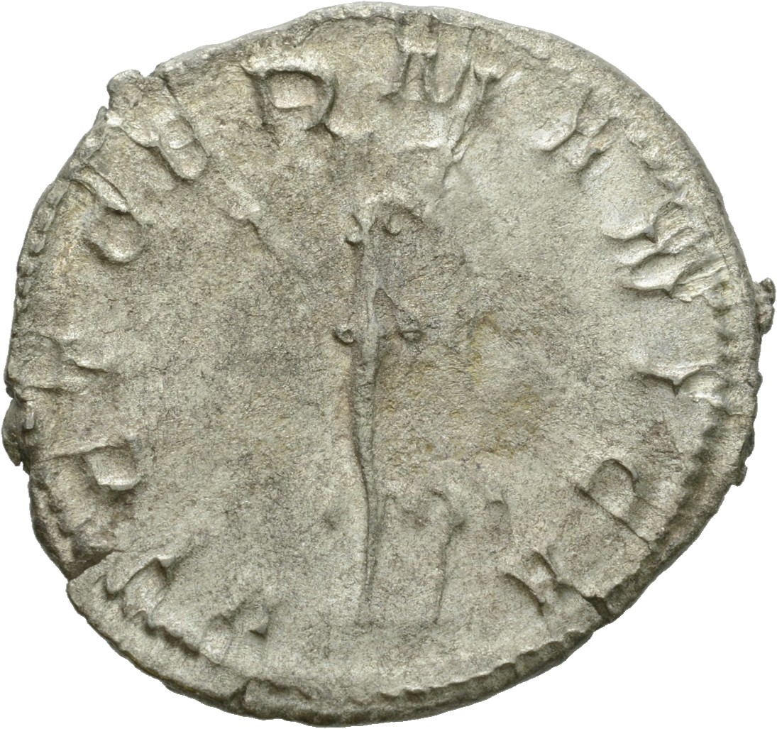 RIC V Gallienus (joint reign) 45(a) Valerian reverse, Victory, winged, draped, running left, holding wreath in right hand ...