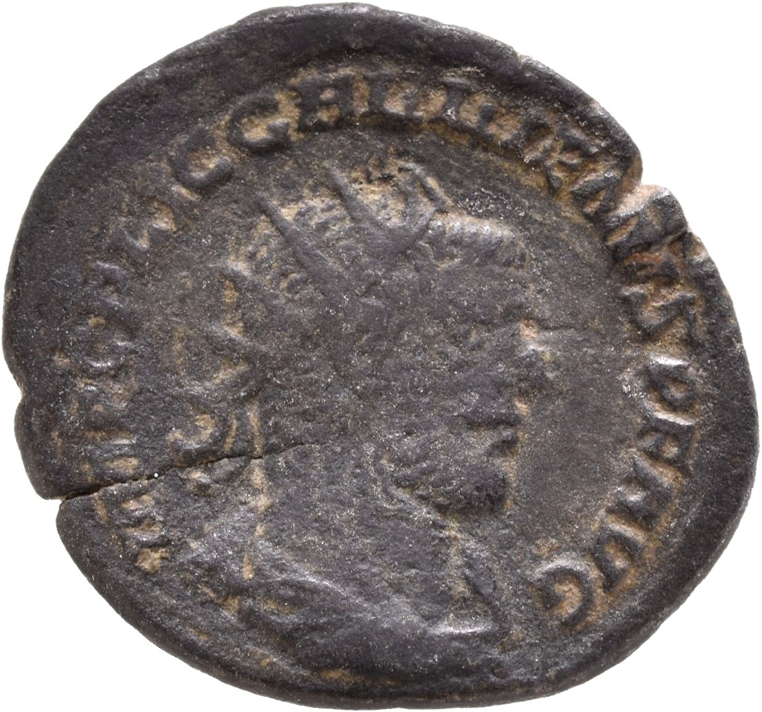 RIC V Gallienus (joint reign) 455 Valerian obverse, Büste des Gallienus mit Strahlenkrone n.r.