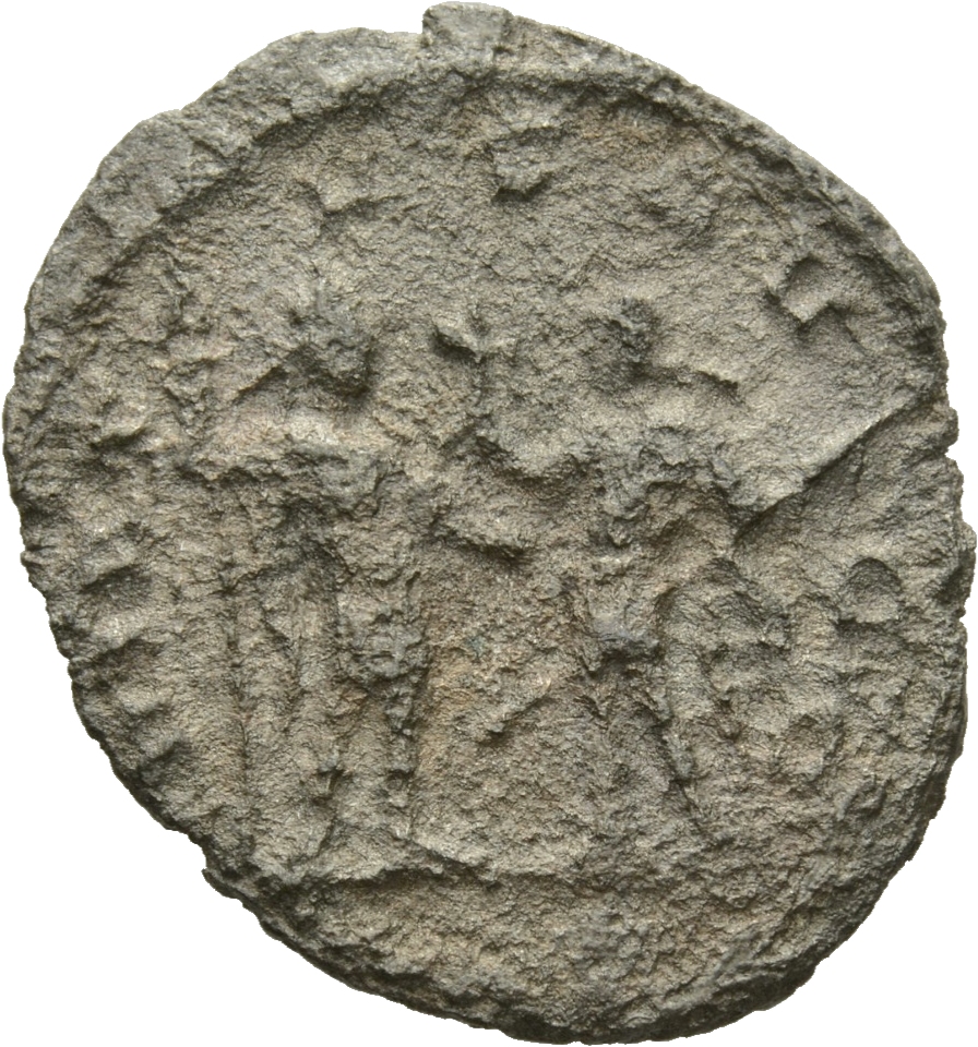 RIC V Gallienus (joint reign) 456 Valerian reverse, Gallienus and Valerian, in military attire, standing face to face, one...