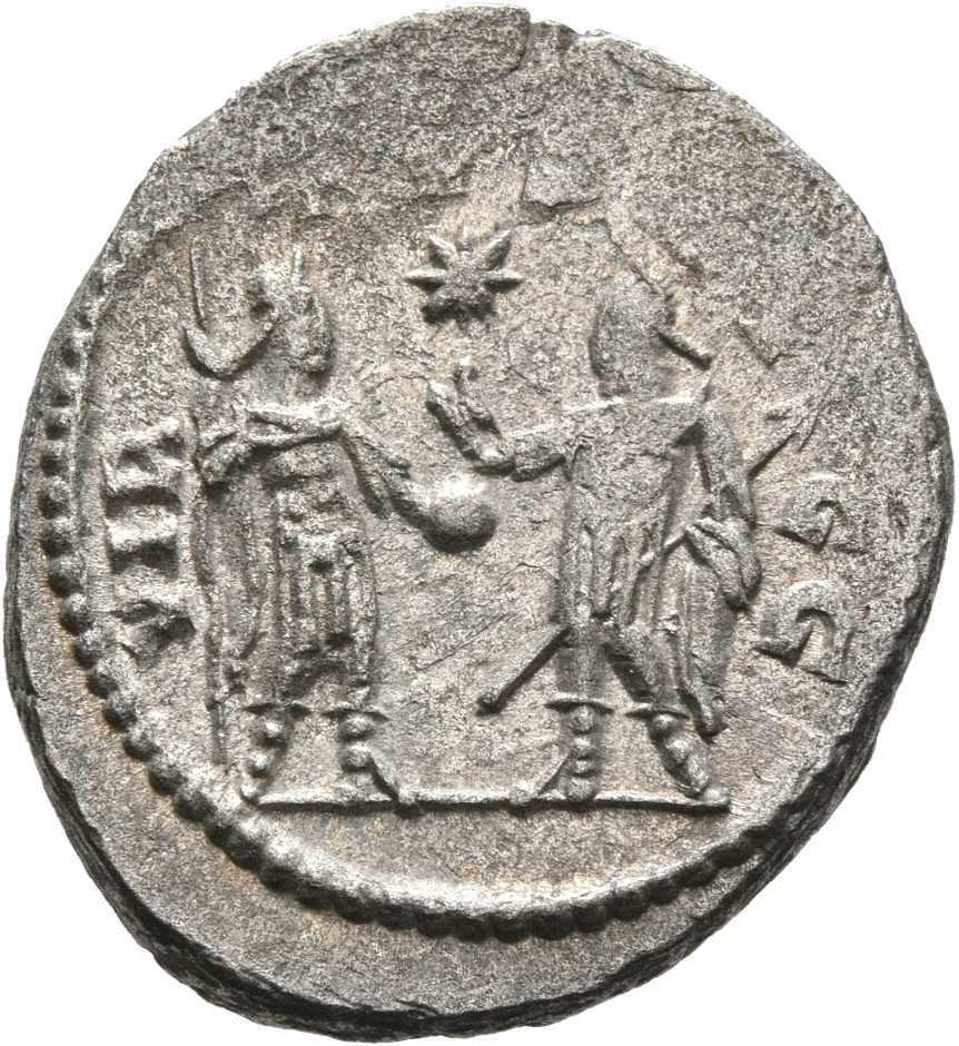 RIC V Gallienus (joint reign) 456a: Subtype 1 Valerian reverse, Gallienus and Valerian, in military attire, standing face ...