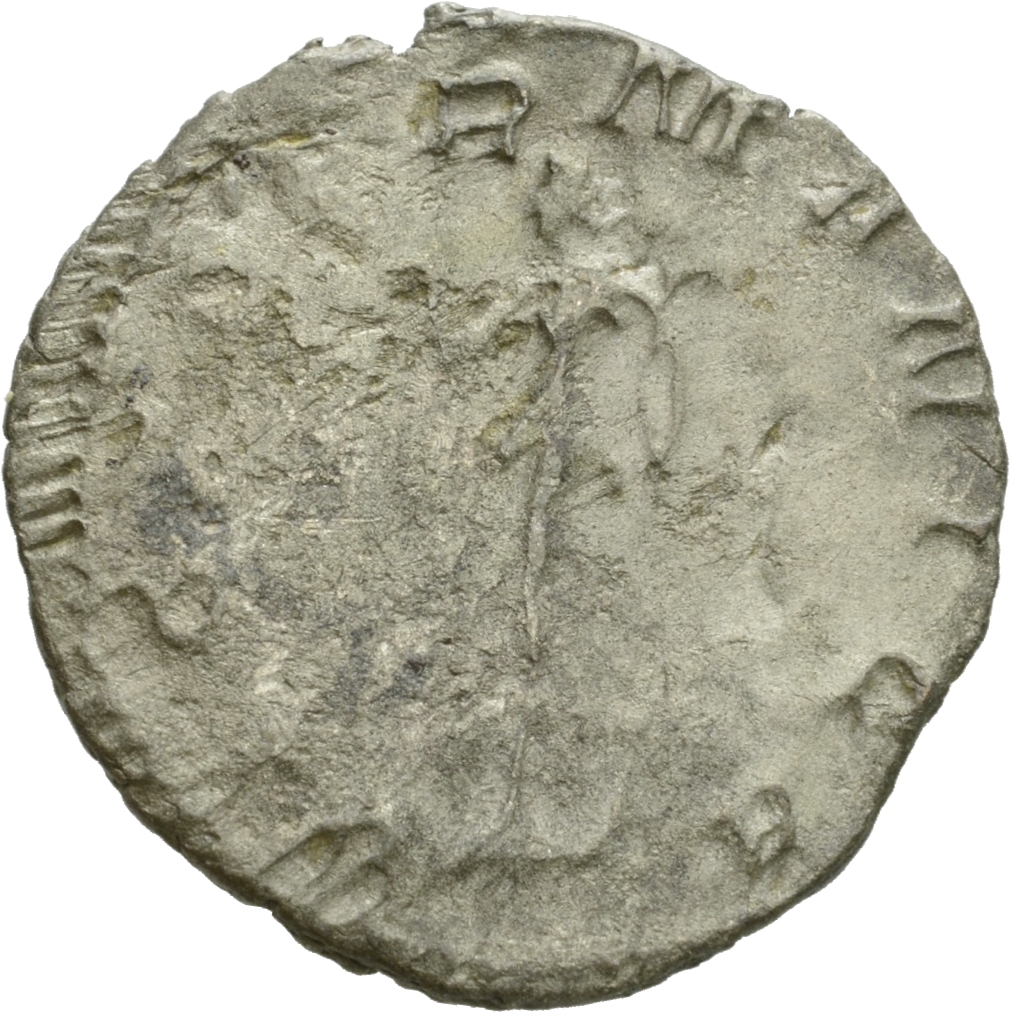RIC V Gallienus (joint reign) 45f Valerian reverse, Victory, winged, draped, running left, holding wreath in right hand an...