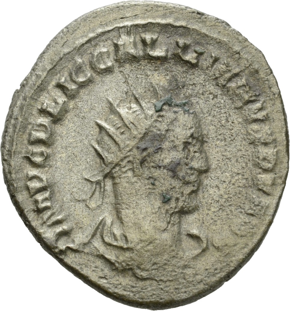 RIC V Gallienus (joint reign) 460a Valerian obverse, Bust of Gallienus, radiate, draped, right