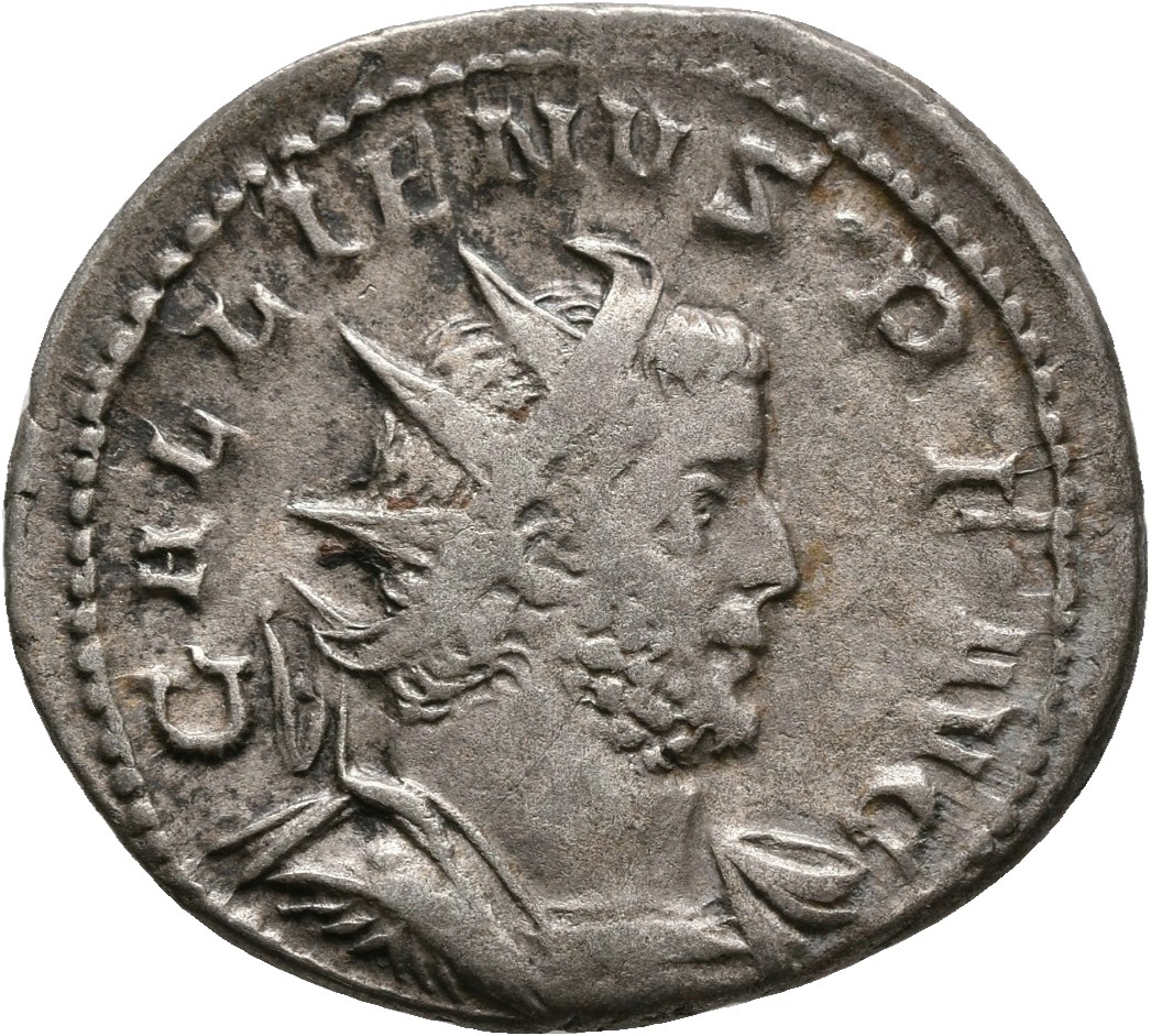 RIC V Gallienus (joint reign) 49f Valerian obverse, Bust of Gallienus, radiate, cuirassed, right