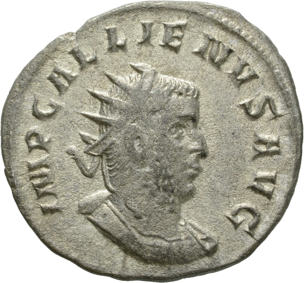 RIC V Gallienus (joint reign) 53 Valerian obverse, Bust of Gallienus, radiate, cuirassed, right