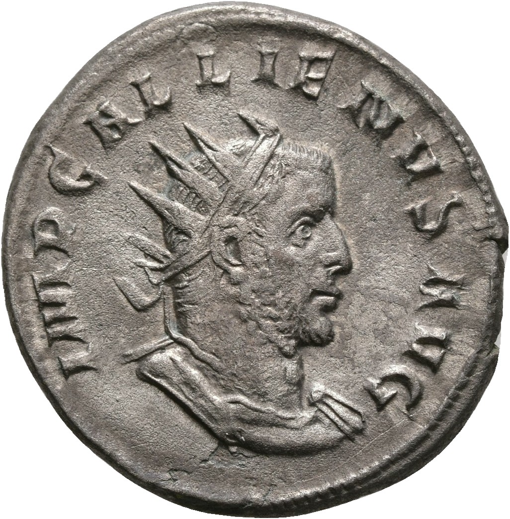 RIC V Gallienus (joint reign) 53 Valerian obverse, Bust of Gallienus, radiate, cuirassed, right