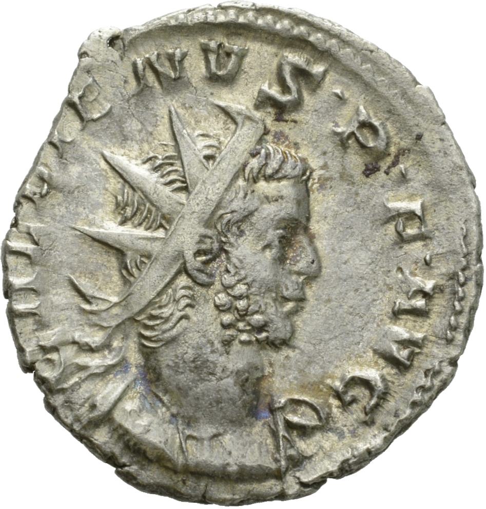 RIC V Gallienus (joint reign) 54f Valerian obverse, Bust of Gallienus, radiate, cuirassed, left