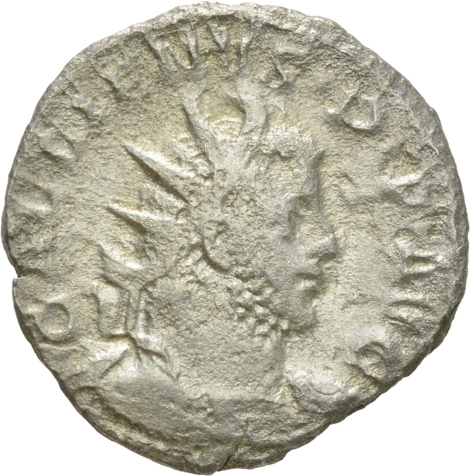 RIC V Gallienus (joint reign) 58f Valerian obverse, Bust of Gallienus, radiate, cuirassed, right