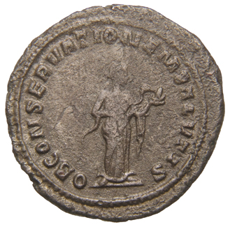 RIC V Gallienus 144 Gallienus reverse, Salus, draped, standing left, feeding serpent held in arms