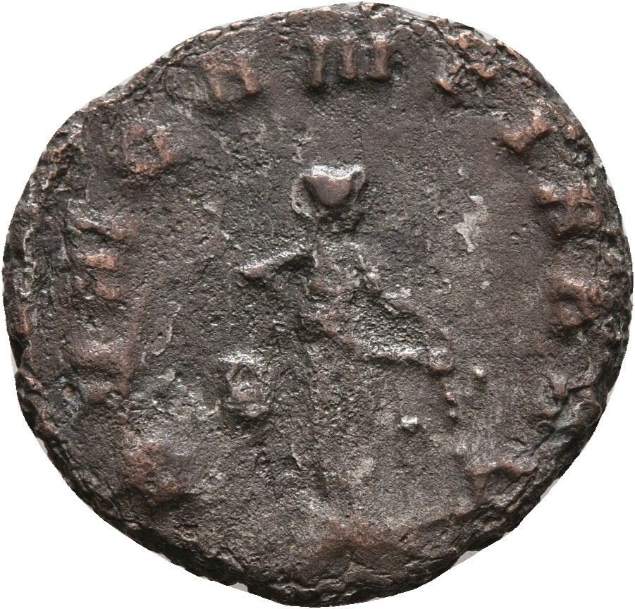 RIC V Gallienus 157k: Subtype 1 Gallienus reverse, Abundantia, draped, standing right, emptying cornucopiae