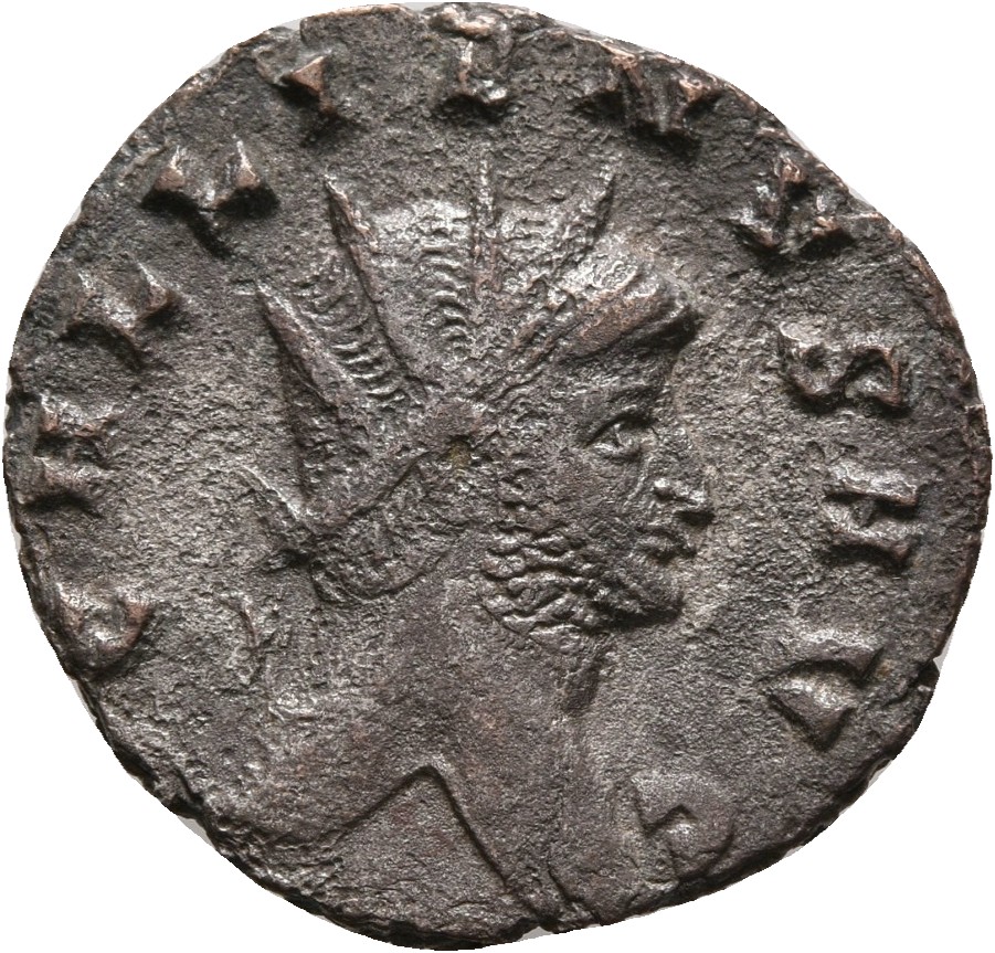 RIC V Gallienus 157k: Subtype 1 Gallienus obverse — Head of Gallienus, radiate, right