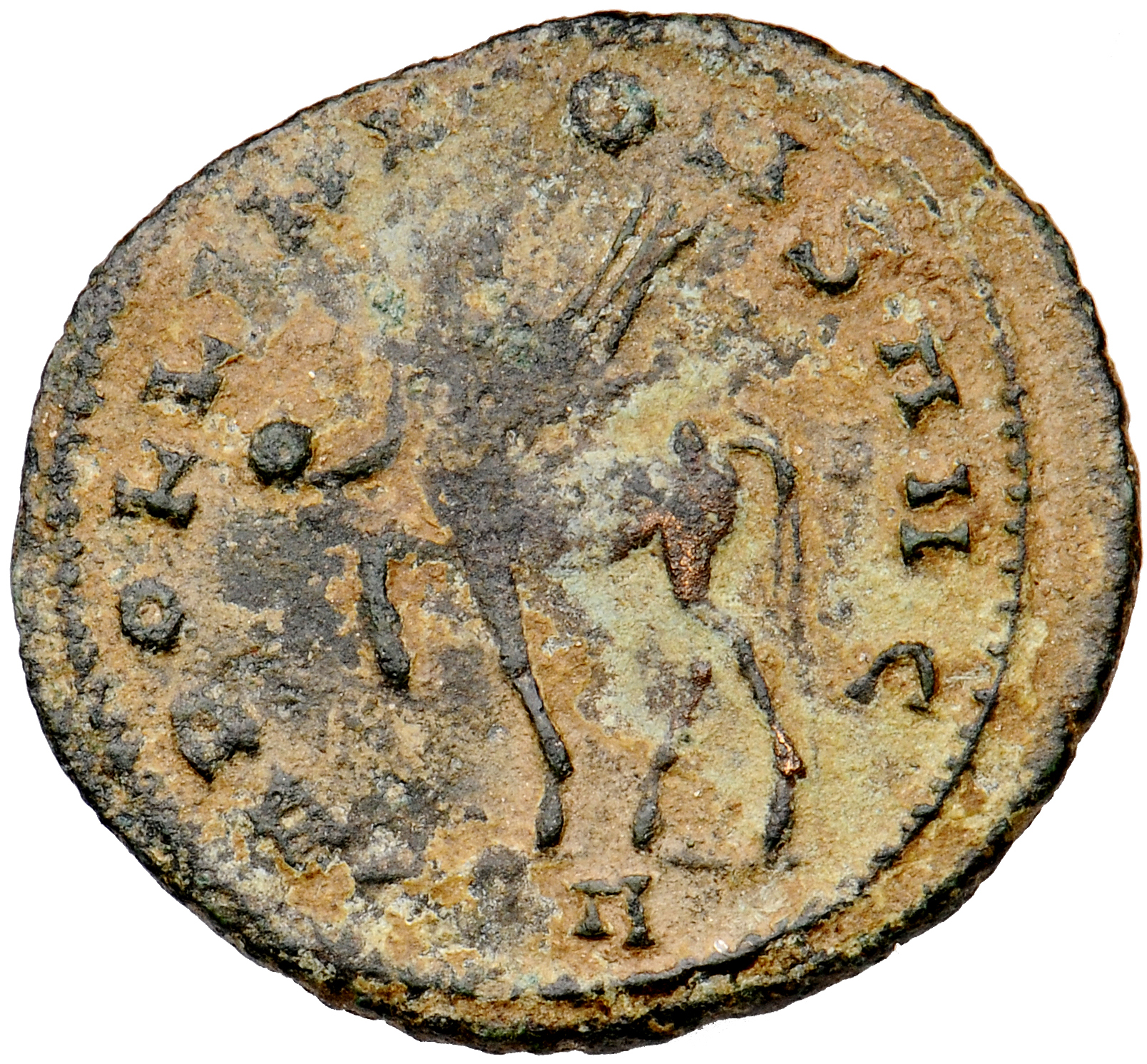 RIC V Gallienus 164 Gallienus reverse — Centaur, walking left, holding globe in right hand and trophy in left hand