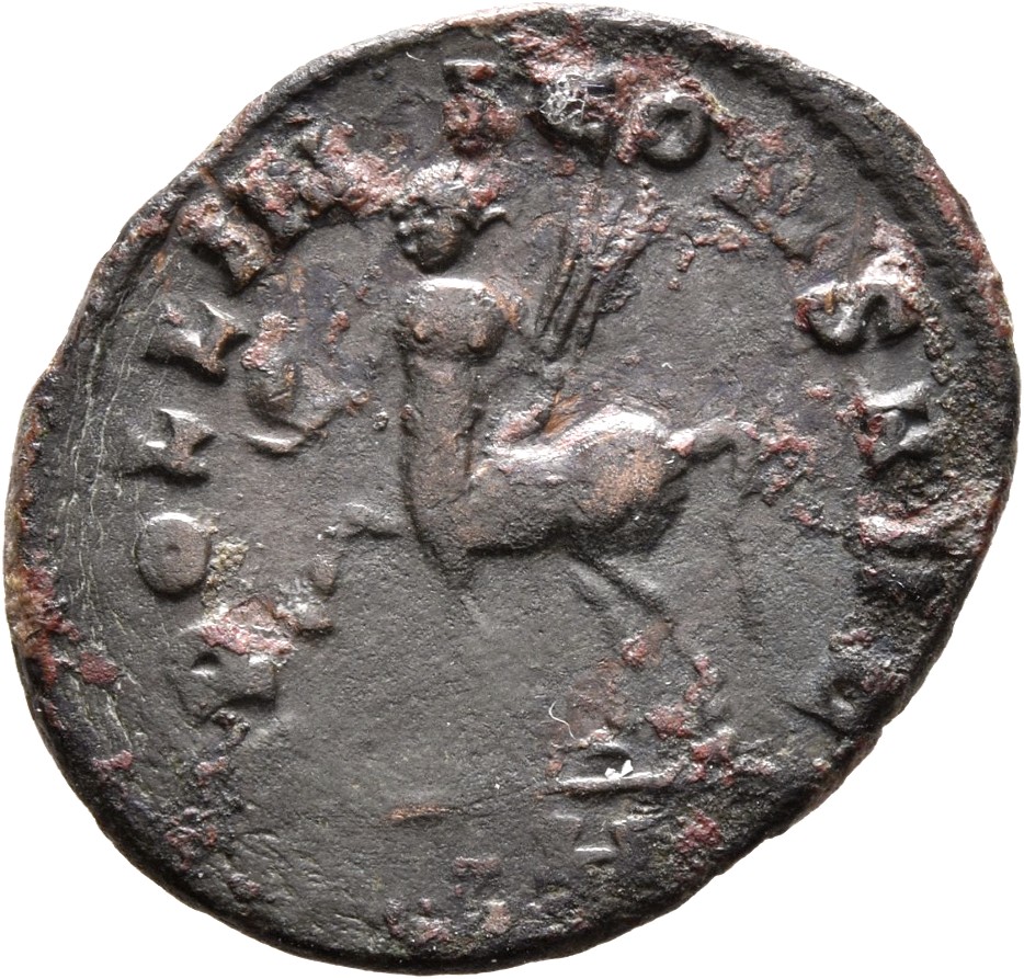 RIC V Gallienus 164k: Subtype 2 Gallienus reverse, Centaur, walking left, holding globe in right hand and trophy in left hand