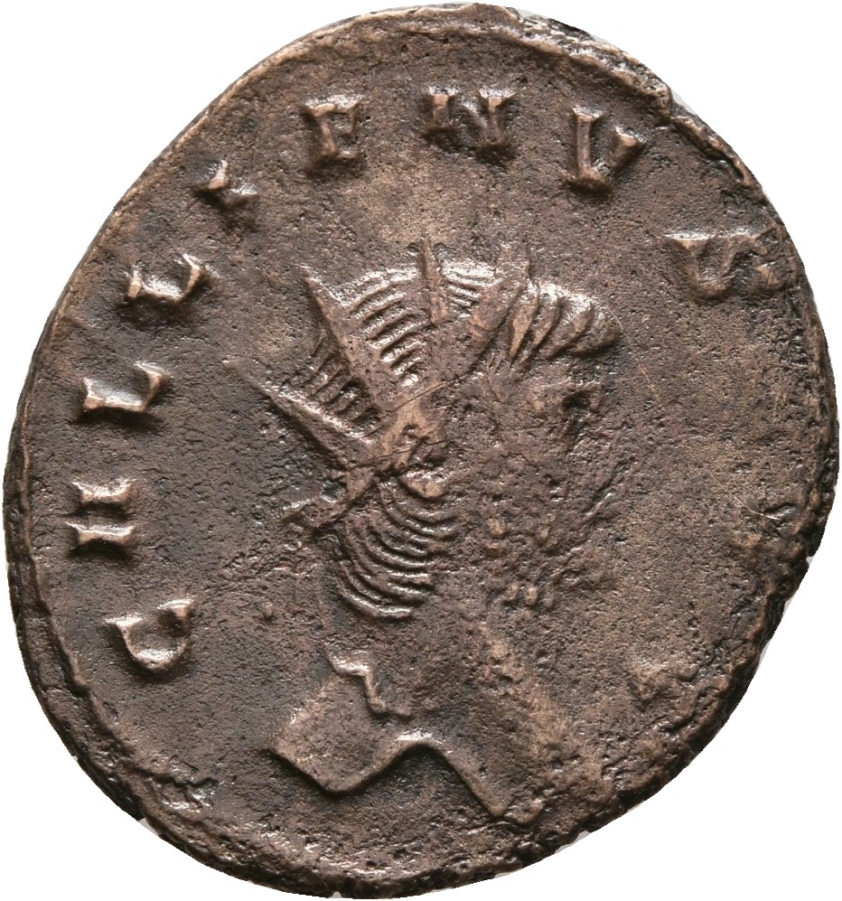 RIC V Gallienus 166: Subtype 1 Gallienus obverse — Head of Gallienus, radiate, right