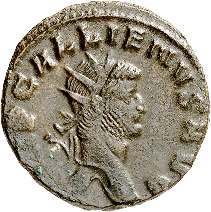 RIC V Gallienus 176 Gallienus obverse, Kopf des Gallienus nach r. mit Strahlenkranz.