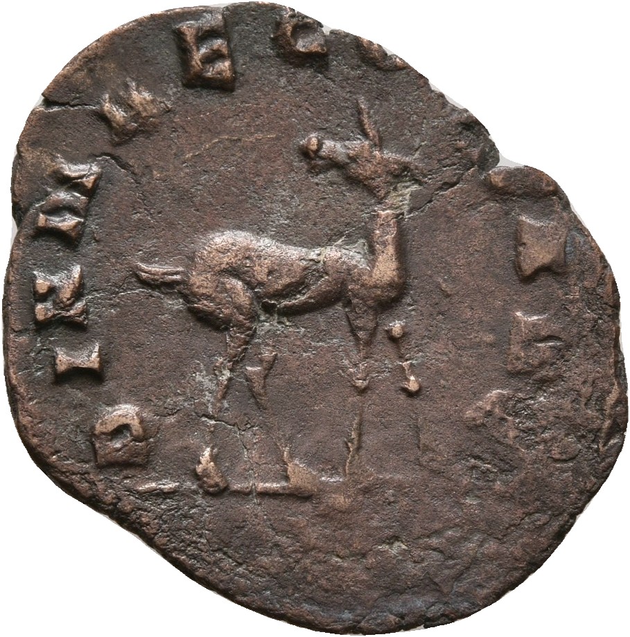 RIC V Gallienus 176k Gallienus reverse, Doe, walking right or left, looking backward