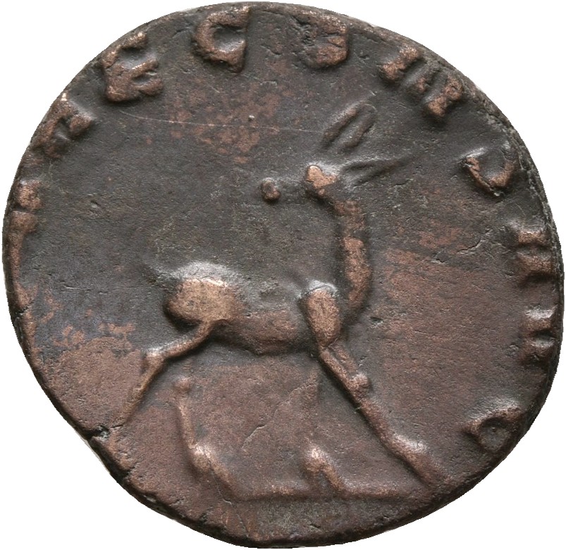 RIC V Gallienus 177 Gallienus reverse, Doe, walking right or left, looking backward