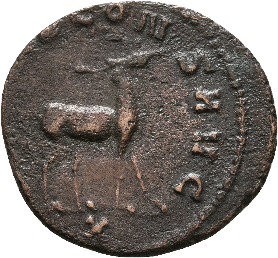 RIC V Gallienus 178 Gallienus reverse, Stag, walking right or left, sometimes looking backward