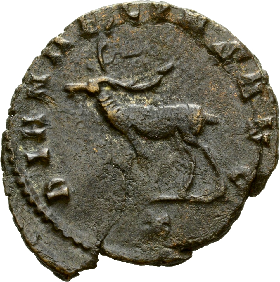 RIC V Gallienus 179 Gallienus reverse, Stag, walking right or left, sometimes looking backward