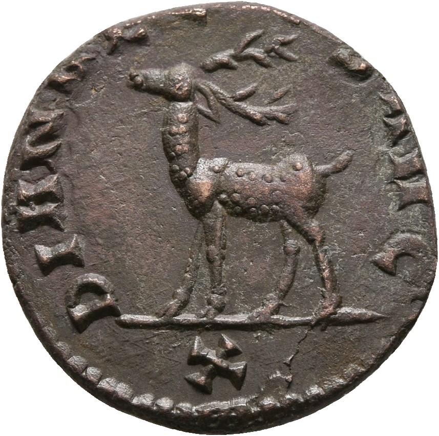 RIC V Gallienus 179k: Subtype 1 Gallienus reverse — Stag, walking right or left, sometimes looking backward