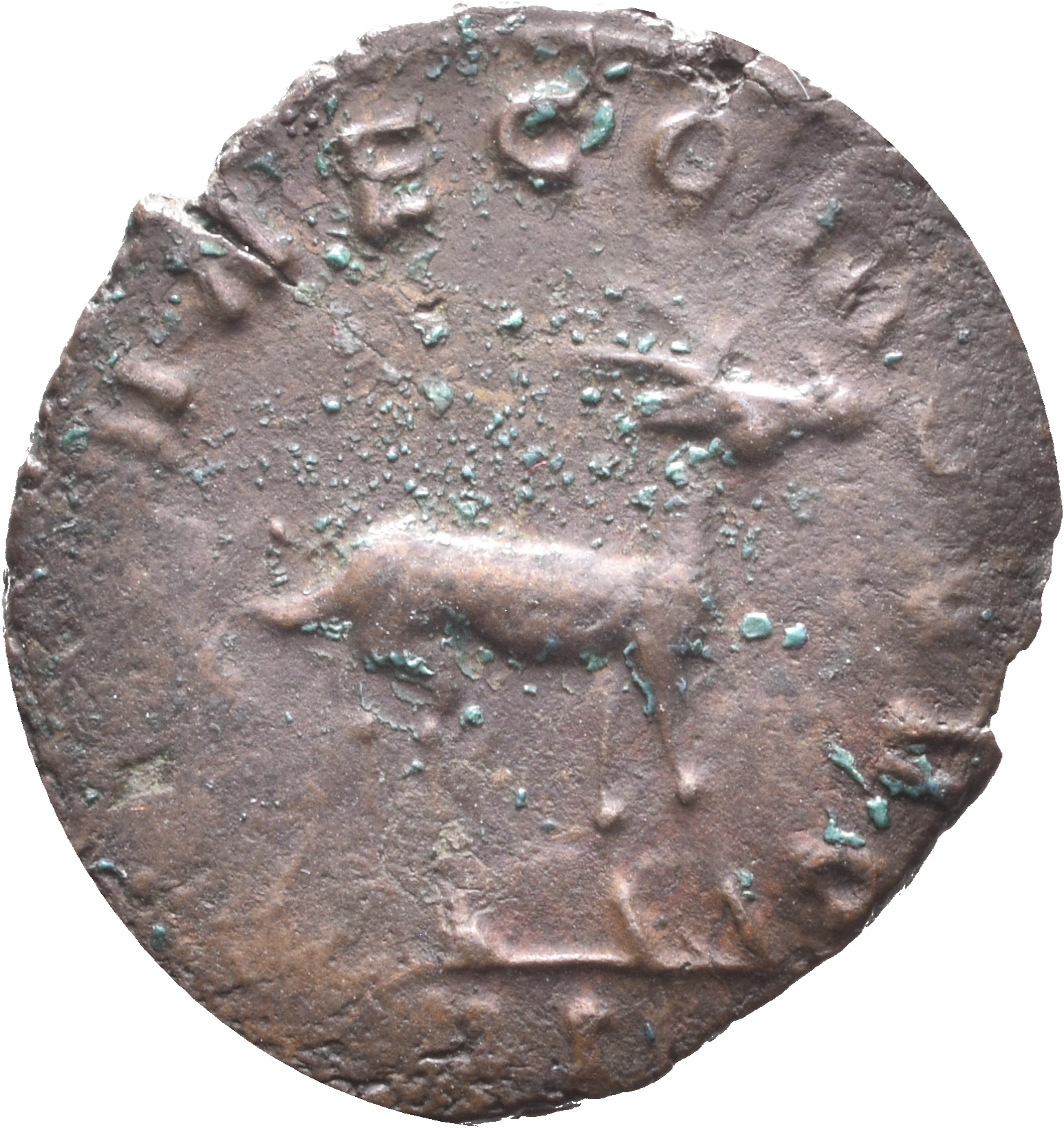 RIC V Gallienus 179k: Subtype 2 Gallienus reverse, Stag, walking right or left, sometimes looking backward