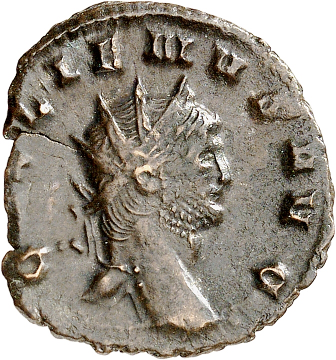 RIC V Gallienus 181 Gallienus obverse, Kopf des Gallienus nach r. mit Strahlenkranz.