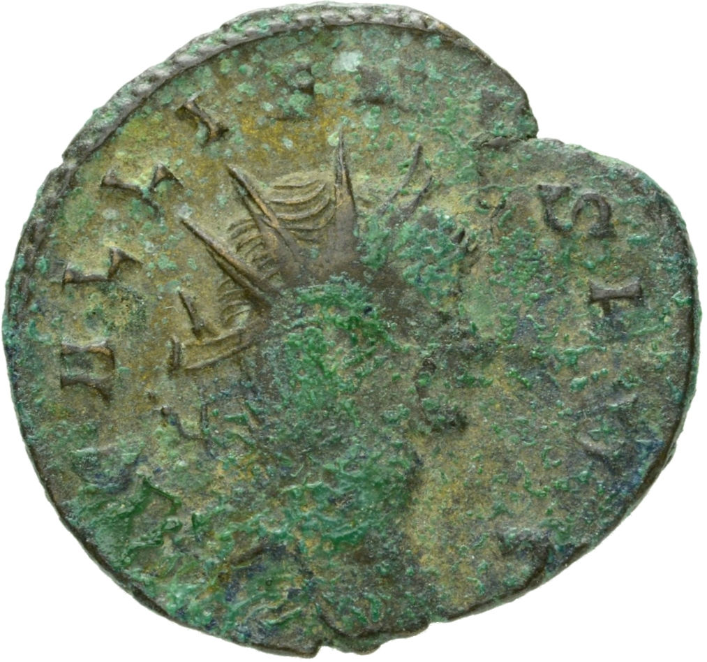 RIC V Gallienus 181k: Subtype 2 Gallienus obverse — Head of Gallienus, radiate, right