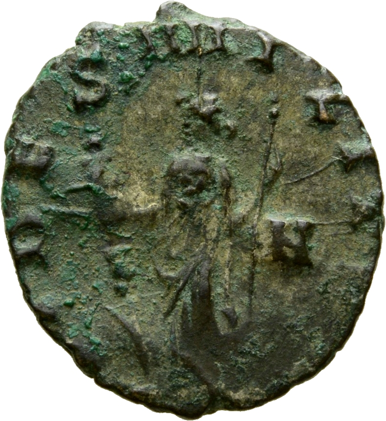 RIC V Gallienus 192Ak Gallienus reverse, Fides, draped, standing left, holding ensign in right hand and sceptre in left hand