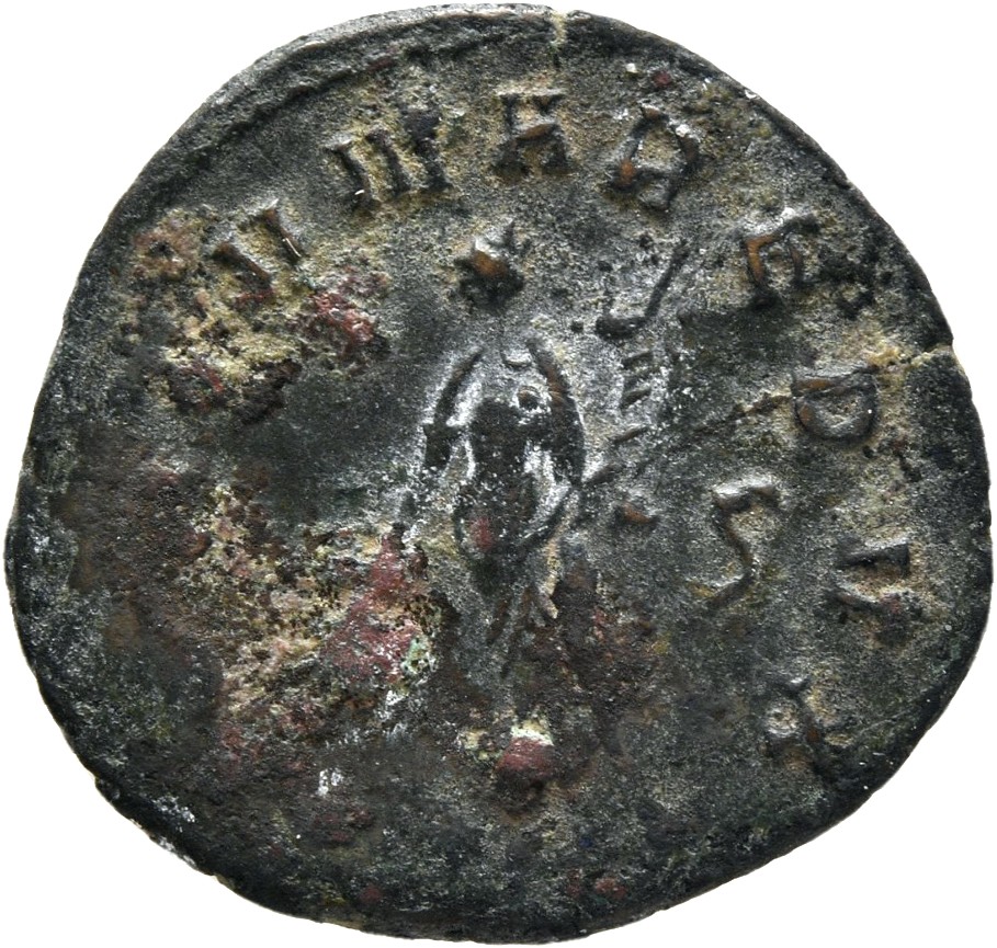 RIC V Gallienus 193 Gallienus reverse, Fortuna, draped, standing left, holding rudder in right hand and cornucopiae in lef...