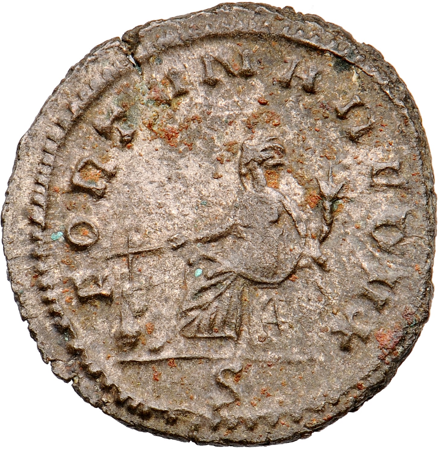 RIC V Gallienus 194Af Gallienus reverse, Fortuna, draped, seated left, holding rudder in right hand and cornucopiae in lef...