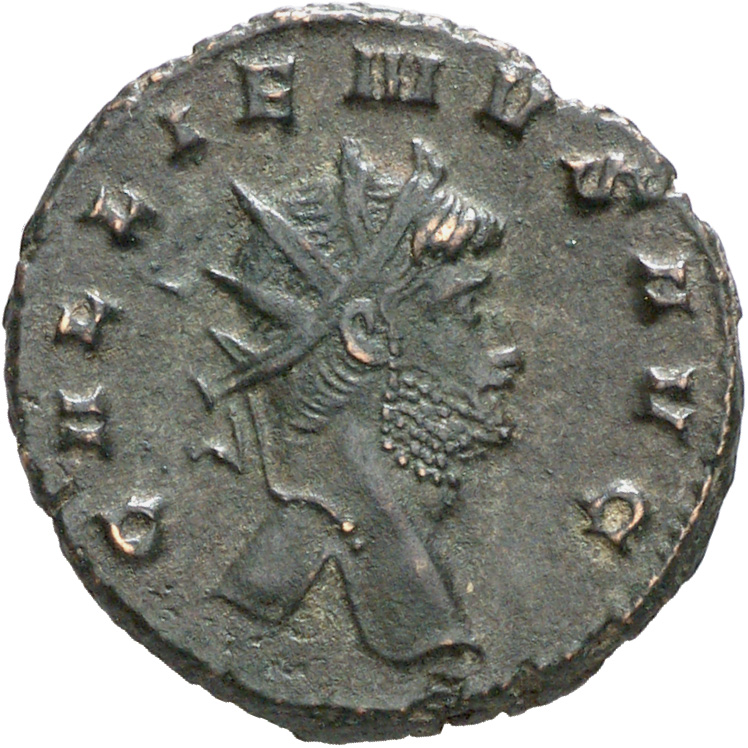 RIC V Gallienus 207 Gallienus obverse, Kopf des Gallienus mit Strahlenkrone nach r.