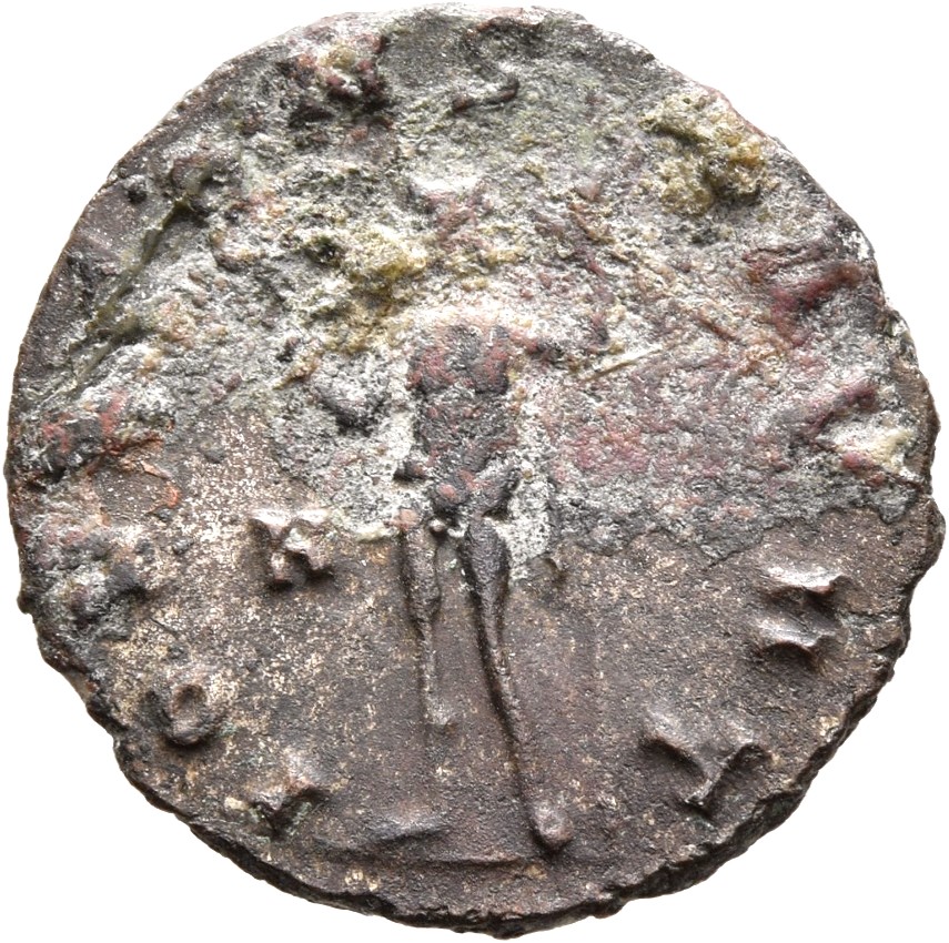 RIC V Gallienus 210k: Subtype 2 Gallienus reverse, Jupiter, nude except for cloak on shoulders, standing left, holding thu...