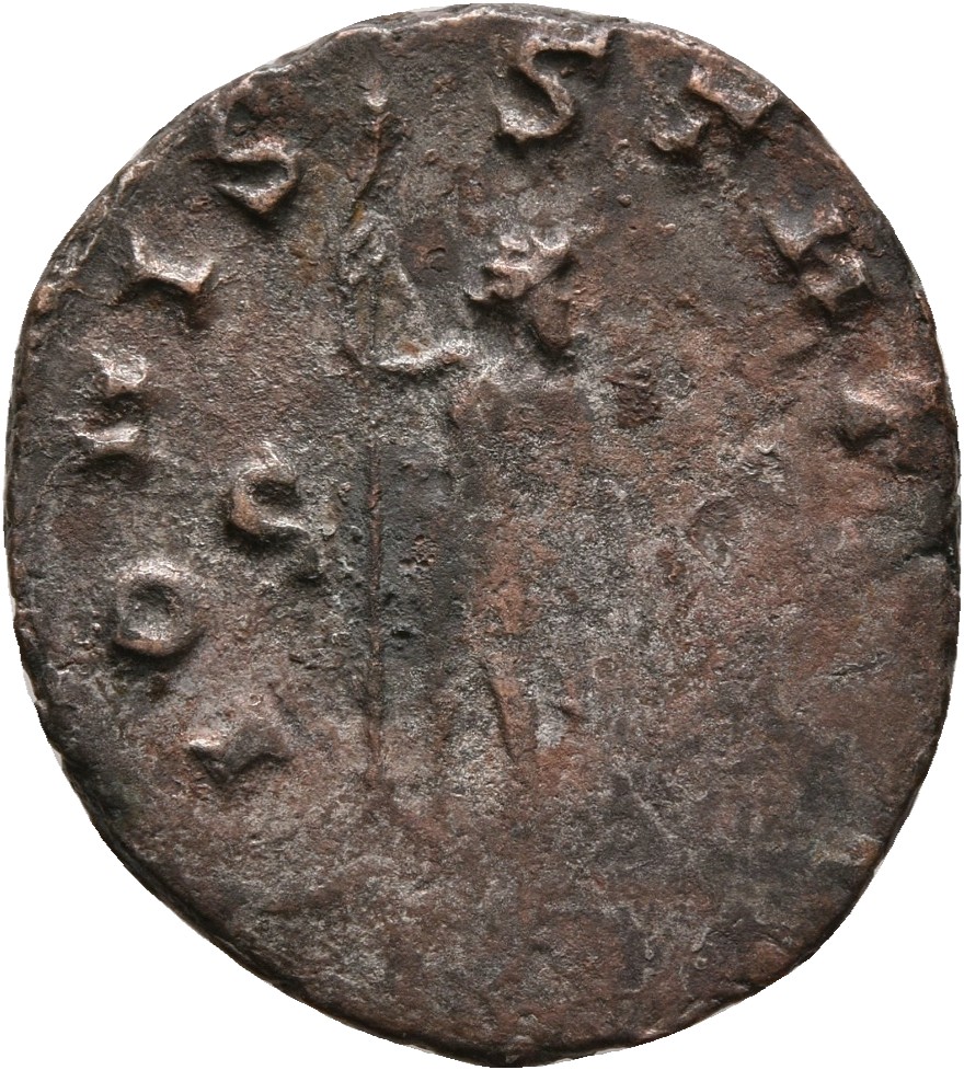 RIC V Gallienus 216f: Subtype 2 Gallienus reverse, Jupiter, nude, standing, holding sceptre in right hand and thunderbolt ...