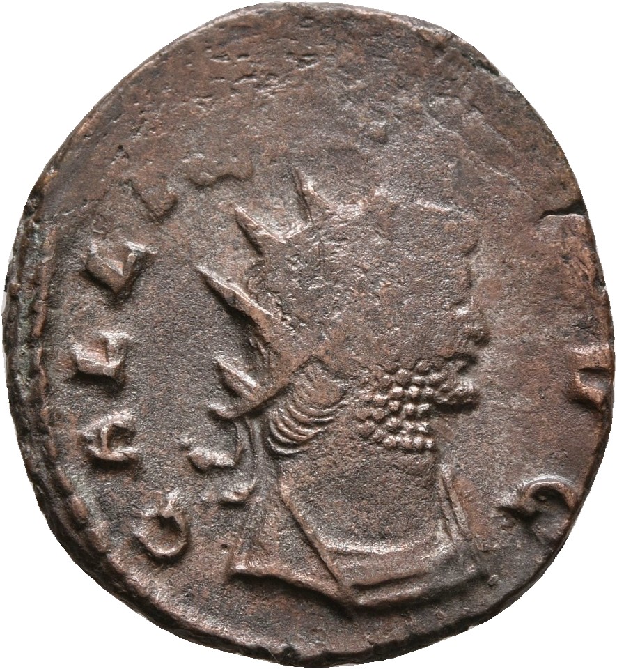 RIC V Gallienus 216f: Subtype 2 Gallienus obverse, Bust of Gallienus, radiate, cuirassed, right