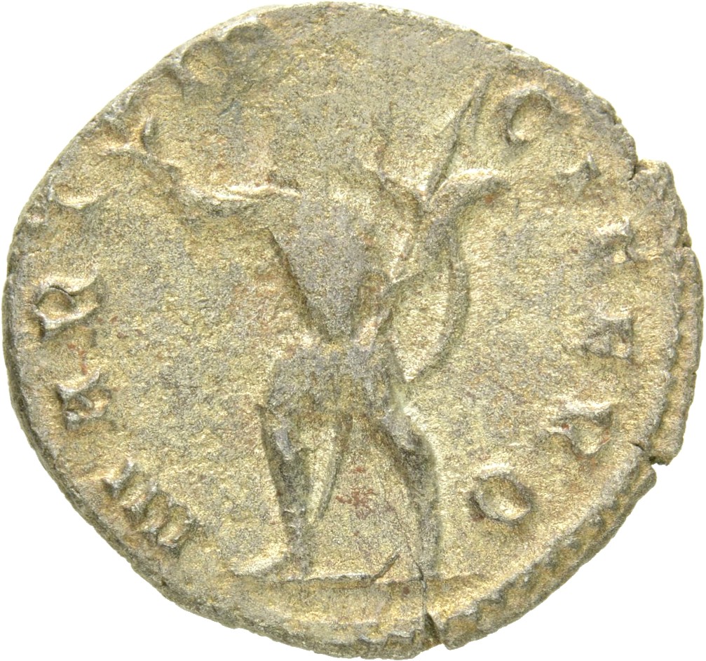 RIC V Gallienus 236fB: Subtype 1 Gallienus reverse, Mars, helmeted, in military attire, standing or walking left, holding ...
