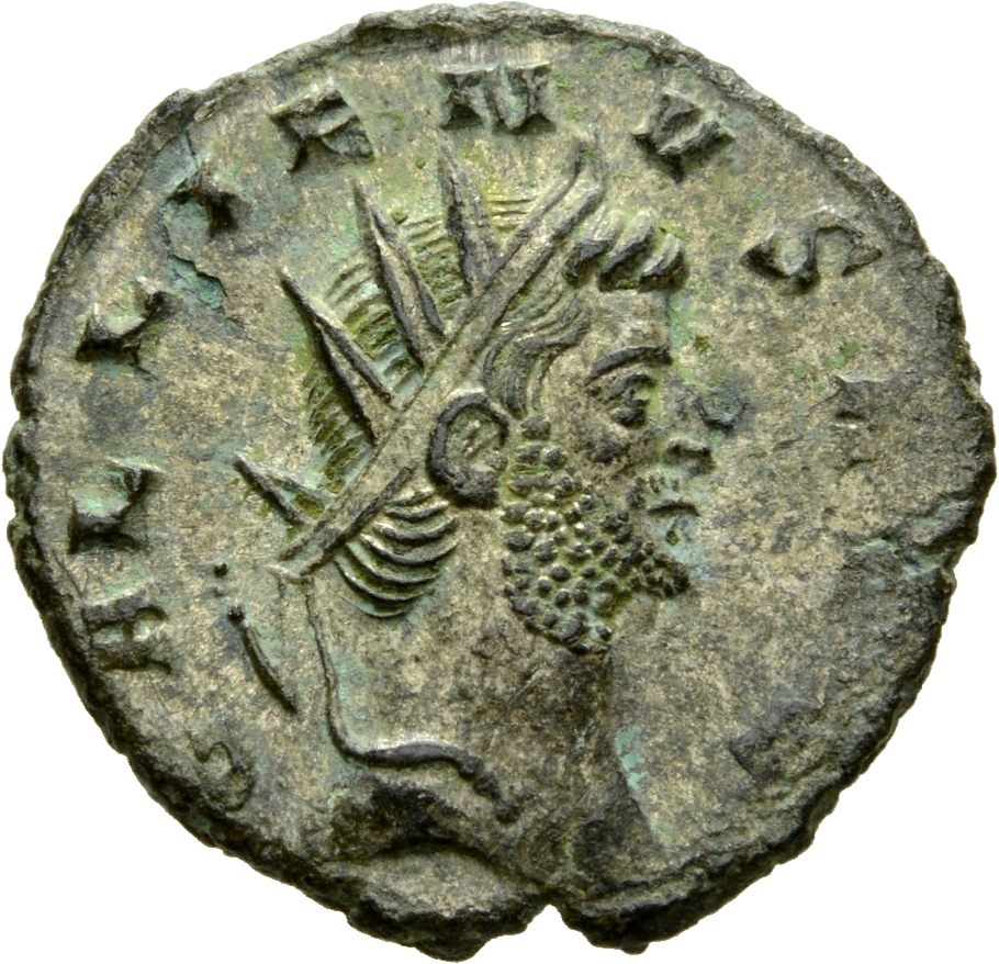 RIC V Gallienus 236kB: Subtype 3 Gallienus obverse, Head of Gallienus, radiate, right