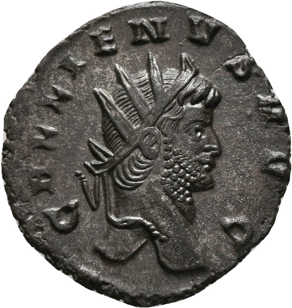RIC V Gallienus 236kB: Subtype 3 Gallienus obverse, Head of Gallienus, radiate, right