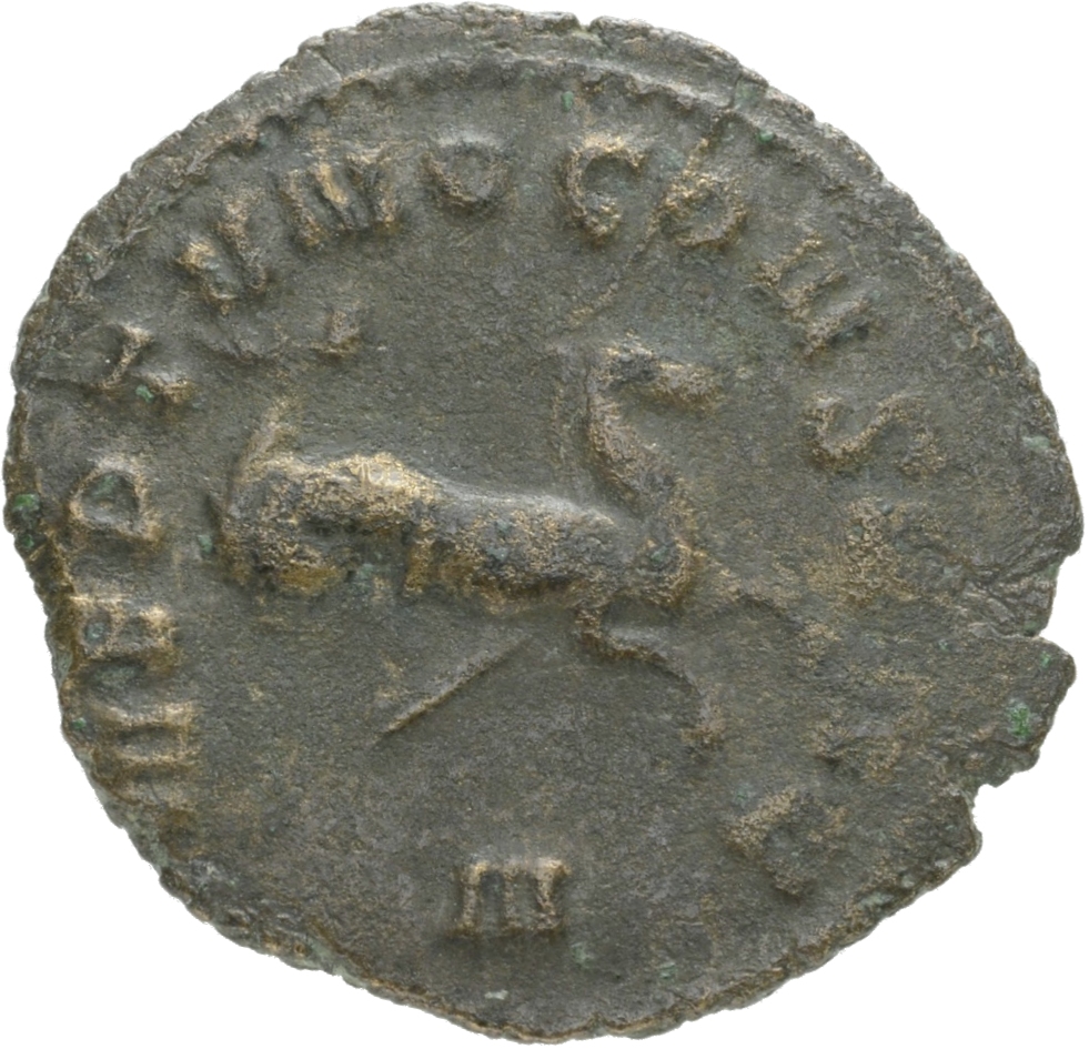 RIC V Gallienus 245f: Subtype 4 Gallienus reverse, Hippocamp or capricorn, right