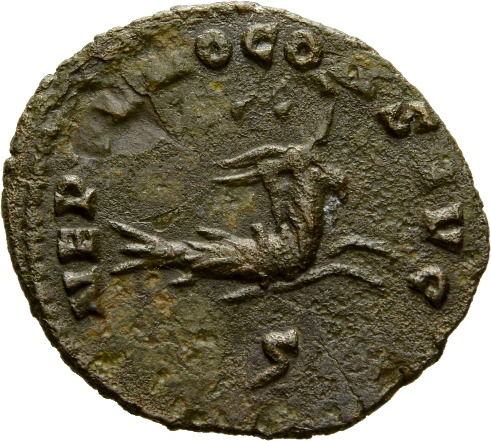 RIC V Gallienus 245k: Subtype 3 Gallienus reverse, Hippocamp or capricorn, right
