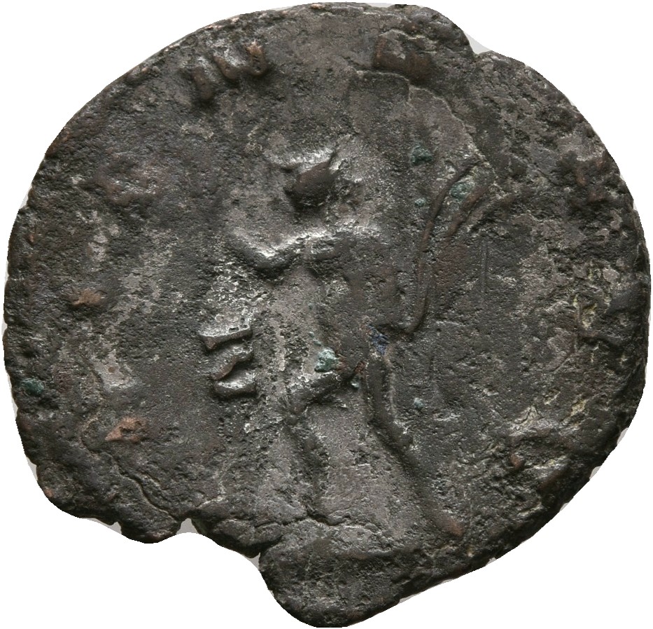 RIC V Gallienus 249k: Subtype 2 Gallienus reverse, Sol, radiate, nude except for cloak draped around shoulders, walking or...