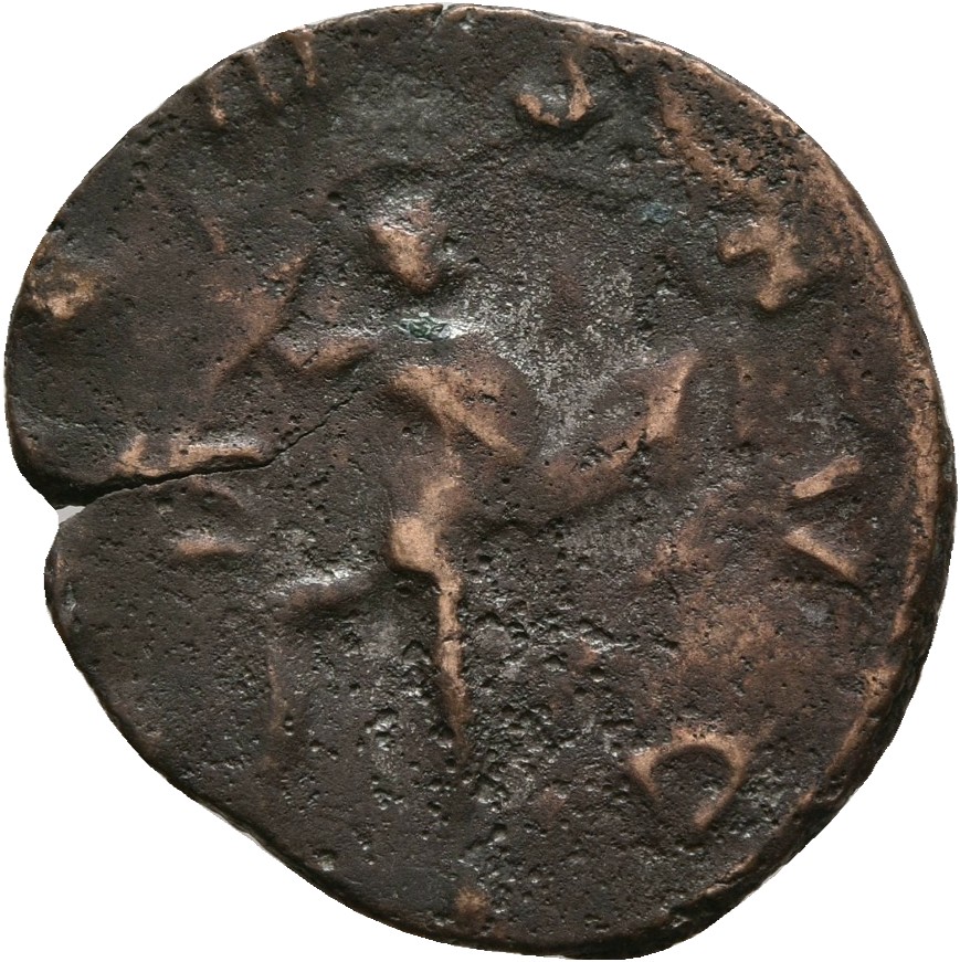 RIC V Gallienus 249k: Subtype 3 Gallienus reverse, Sol, radiate, nude except for cloak draped around shoulders, walking or...