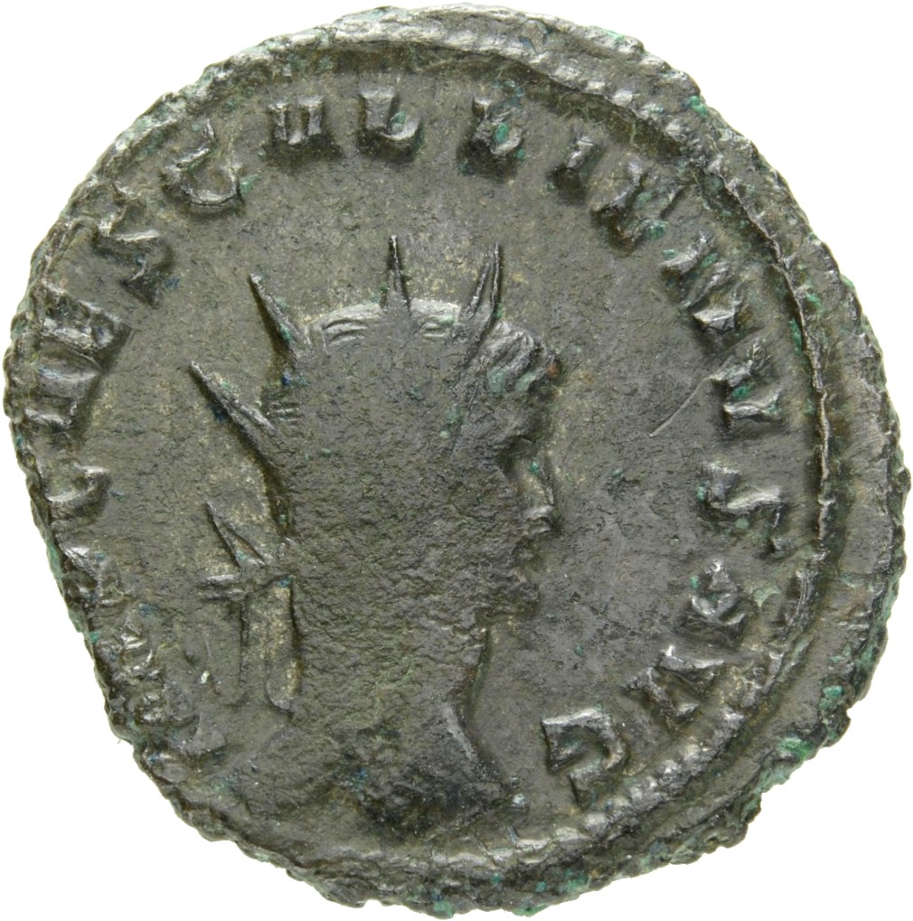 Gallienus obverse — Head of Gallienus, radiate, right