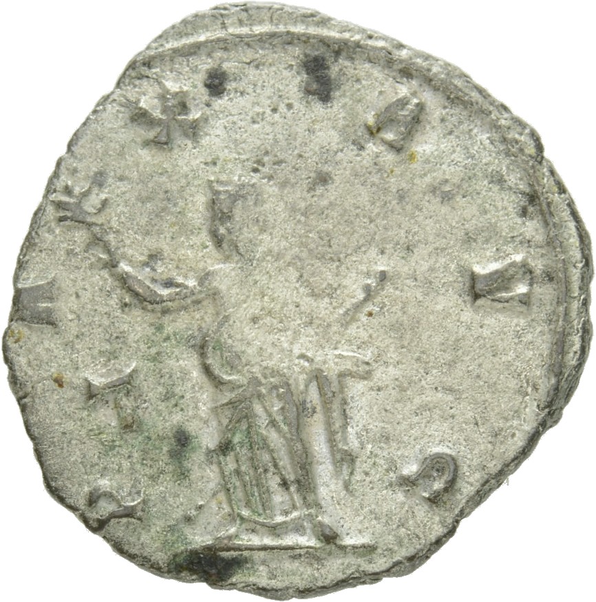 RIC V Gallienus 256k: Subtype 1 Gallienus reverse, Pax, draped, standing left, holding olive-branch in right hand and scep...