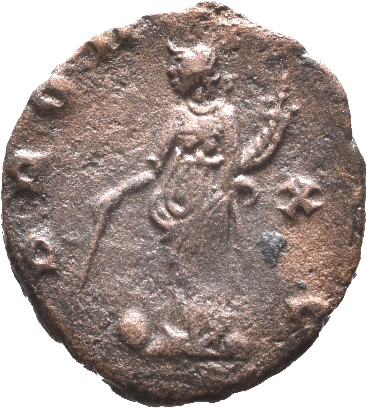RIC V Gallienus 267k Gallienus reverse, Providentia, draped, standing left, holding baton in right hand and cornucopiae in...