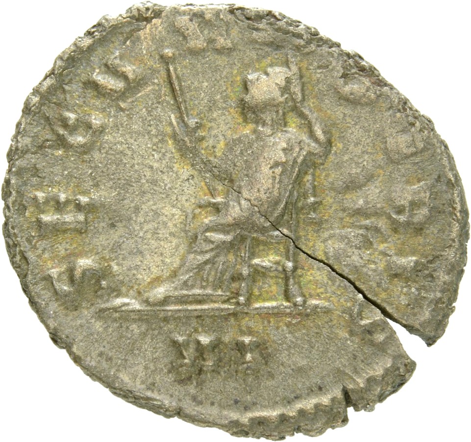 RIC V Gallienus 278k: Subtype 2 Gallienus reverse, Securitas, draped, seated left, raising right hand to head and holding ...