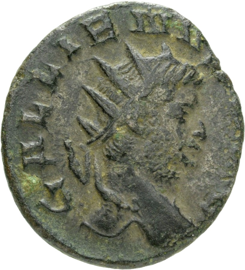 Gallienus obverse — Head of Gallienus, radiate, right