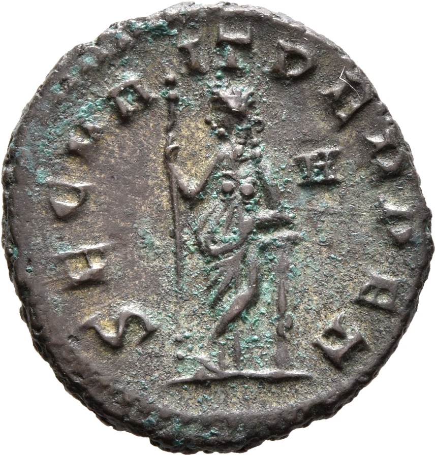 RIC V Gallienus 280k: Subtype 2 Gallienus reverse, Securitas, draped, standing left, legs crossed, leaning on column, hold...