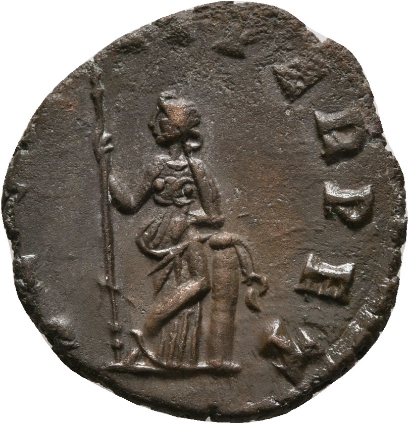 RIC V Gallienus 280k Gallienus reverse, Securitas, draped, standing left, legs crossed, leaning on column, holding sceptre